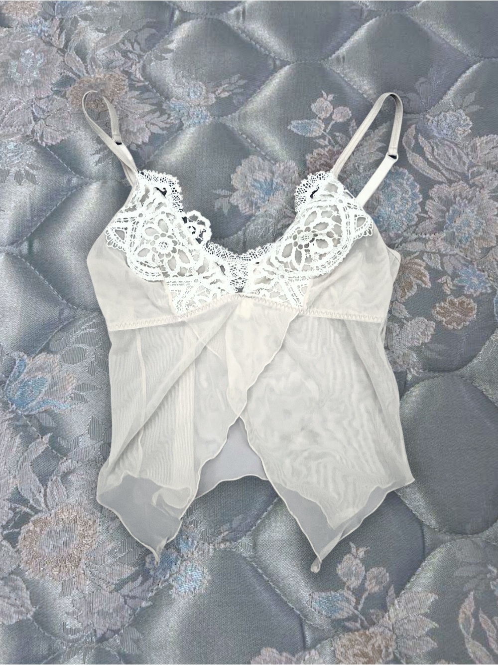 Philippe Matignon White Lace Sheer Camisole Tank